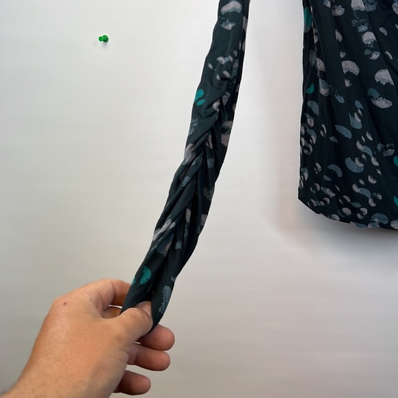 French Connection Women's Green Polka Dot Cowl Neck Long Sleeve Top Size M - Picture 3 of 5